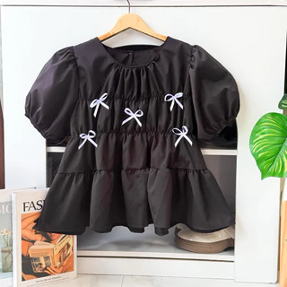 เสื้อแขนพอง (อก 32-44) แต่งริ้บบิ้น Be2