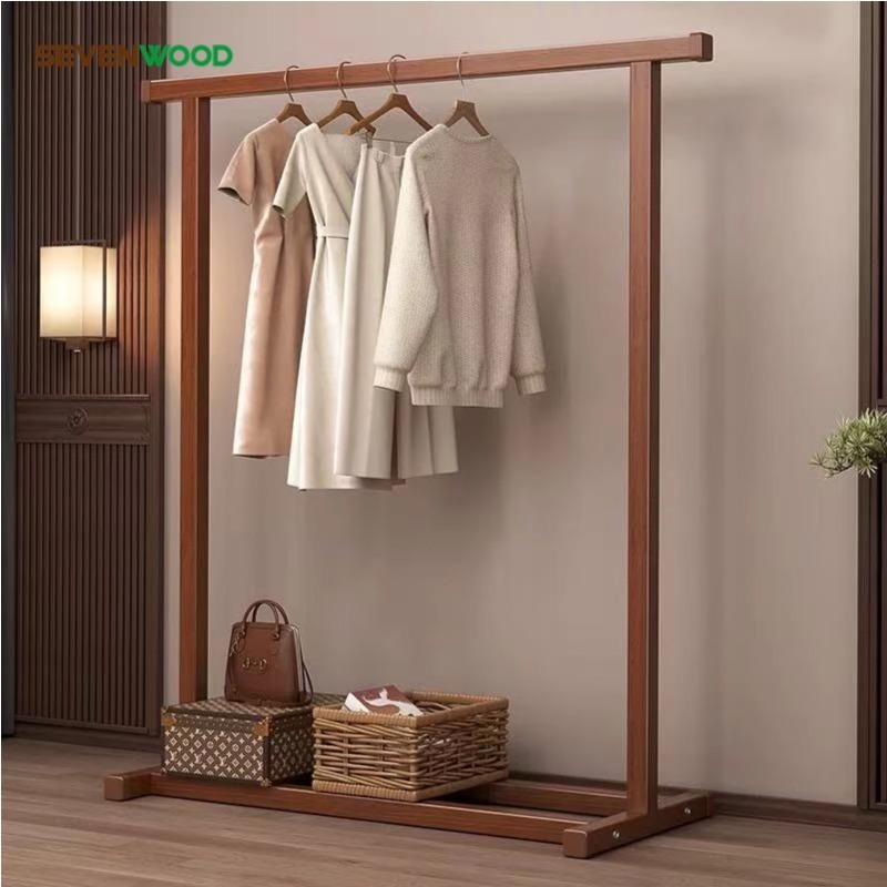 SEVENWOOD ราวแขวนผ้า ราวตากผ้า ที่แขวนหมวก ราวผ้า แขวน รองรับน้ำหนัก 50kg ราวแขวนผ้าบาร์คู่ เเข็งเเรง