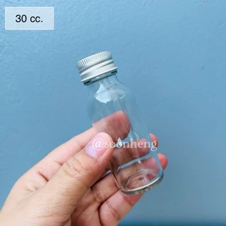 [TG489/W510](แพ็ค 24 ใบ) ขวดแก้วสีชา/ใส 30 มล พร้อมฝาและจุกใน