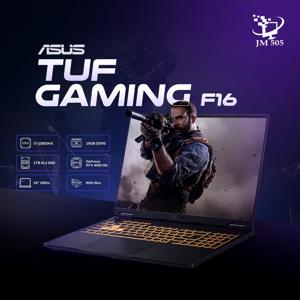 Asus TUF Gaming F16-i7-13650HX/16GB DDR5/1TB M.2 SSD/GeForce RTX 4050 6GB/16"