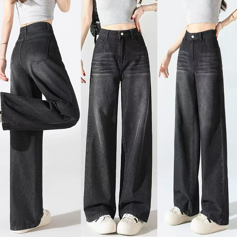 ของใหม่! กางเกงผู้หญิงสีเทาทรงตรงสไตล์วินเทจ ใส่สบาย ไซส์ครบ S-5XL