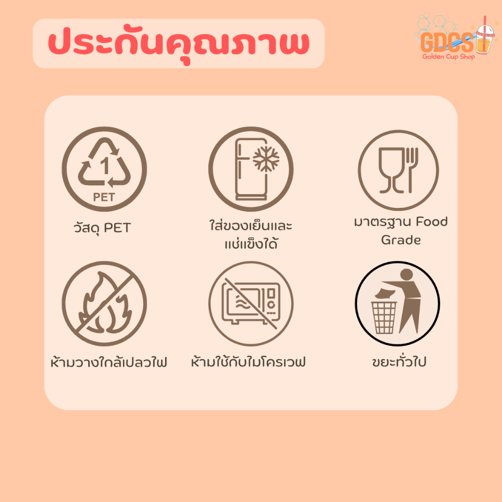 แก้ว PET เนื้อหนา เนื้อใสแข็ง 370ml (14oz.) / 530ml (16oz.) /630ml (20oz.)/640ml(22oz) / 690ml(24oz) ปาก 98mm แถวละ 50ใบ - รูปที่ 5