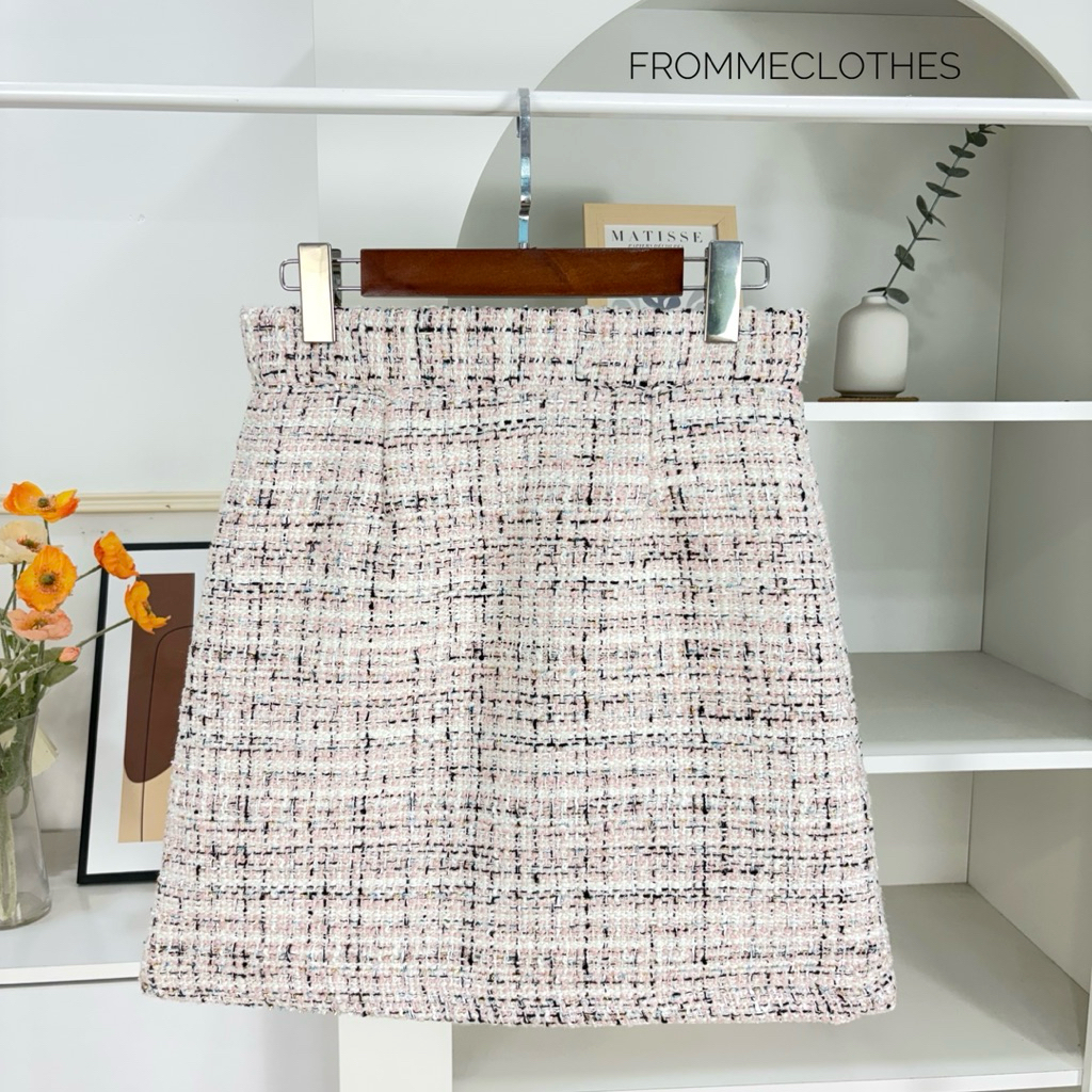 กระโปรงทรงเอผ้าทวีตสวยหรูดูแพงXS-5XL