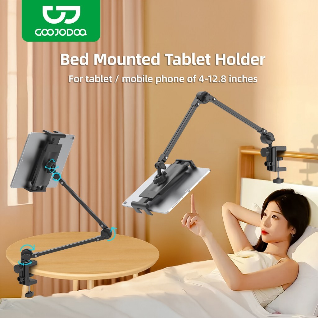 GOOJODOQ ขาตั้งไอแพด ขาตั้งแท็บเล็ต แบบหนีบโต๊ะ หัวเตียง ที่จับมือถือ หนีบขยายได