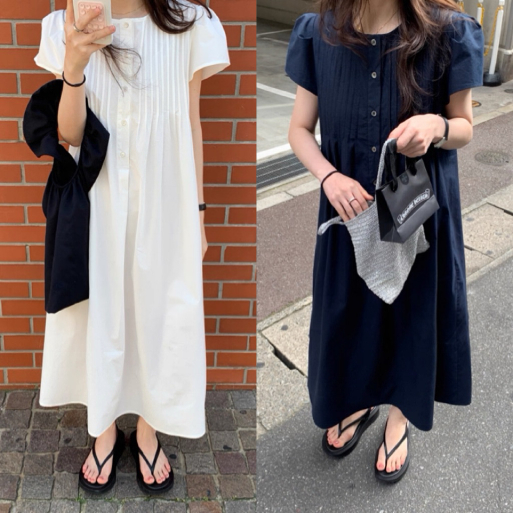 เดรสยาวทรงปล่อยแขนกะดิ่ง เดรสทำงาน