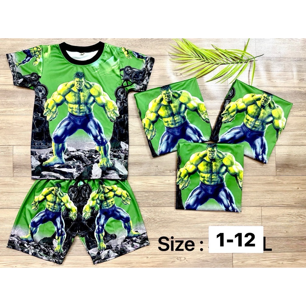 The HUK ชุดเซ็ทเด็ก ลายเดอะฮัก ยักษ์เขียว ไซร์เด็ก 6 เดือน-4 ปี