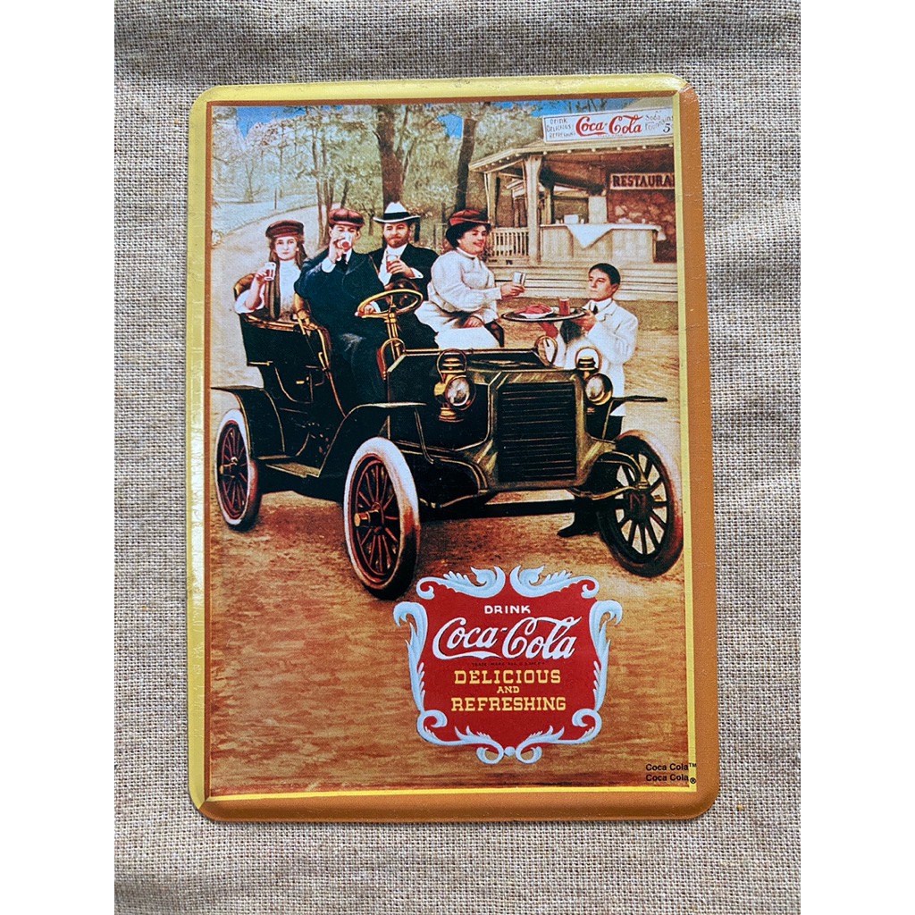 แผ่นป้ายสังกะสี           นำเข้า  ขนาดโปสการ์ด         coca cola โคคา โคล่า         หายาก