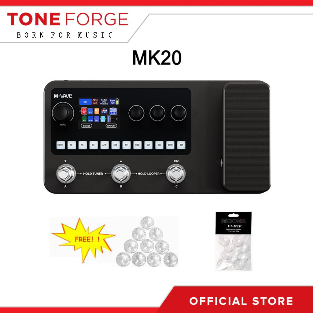 M VAVE MK-20 Multi-Effects โปรเซสเซอร์พร้อมเครื่องกลอง, Looper, MIDI & BT, โซ่เอฟเฟกต์ที่ปรับแต่งได้