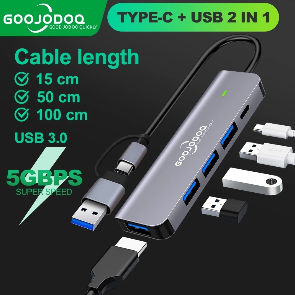 GOOJODOQ Usb Hub 3.0 Type C Adapter แล็ปท็อปสำหรับ MacBook Ipad อุปกรณ์เสริมส่วนขยาย Pd Charger Port
