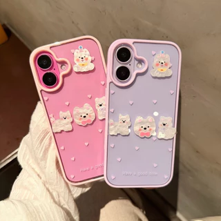 สำหรับ ไอโฟน i17 17air 17pro 17promax เคสใสอะคริลิค สกรีนลายการ์ตูน เคสรุ่น i13 promax i14 promax i15 i16 16promax