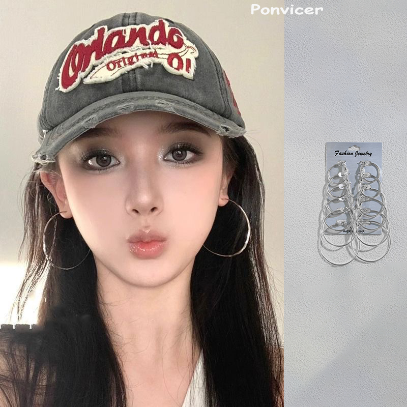 【COD】-พร้อมส่ง ต่างหูวงกลม โอเวอร์ไซส์ ปรับแต่งได้ เซ็ต แฟชั่น หรูหราเบาๆ