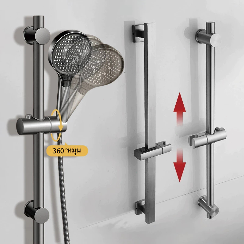 ชุดฝักบัว สแตนเลส304 หัวฝักบัวปรับระดับได้ ฝักบัวห้องอาบน้ำชุดฝักบัว ใช้งานง่าย แข็งแรง - รูปที่ 6