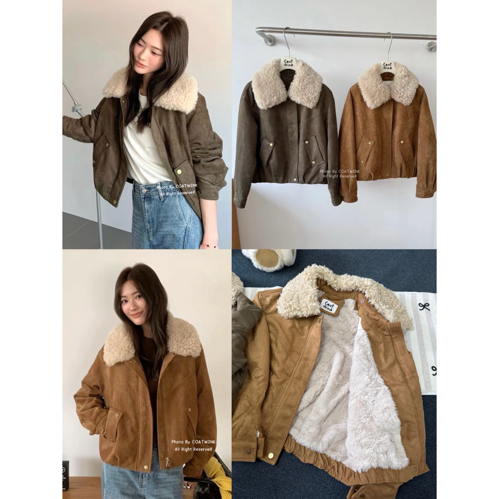 COATWINK AMY Suede Warm Jacket แจ็คเก๊ตหนังกลับ ด้านในบุขนอย่างดี /// เฟอร์ที่คอถอดได้ มันเริ่ดเกินคุ้ม