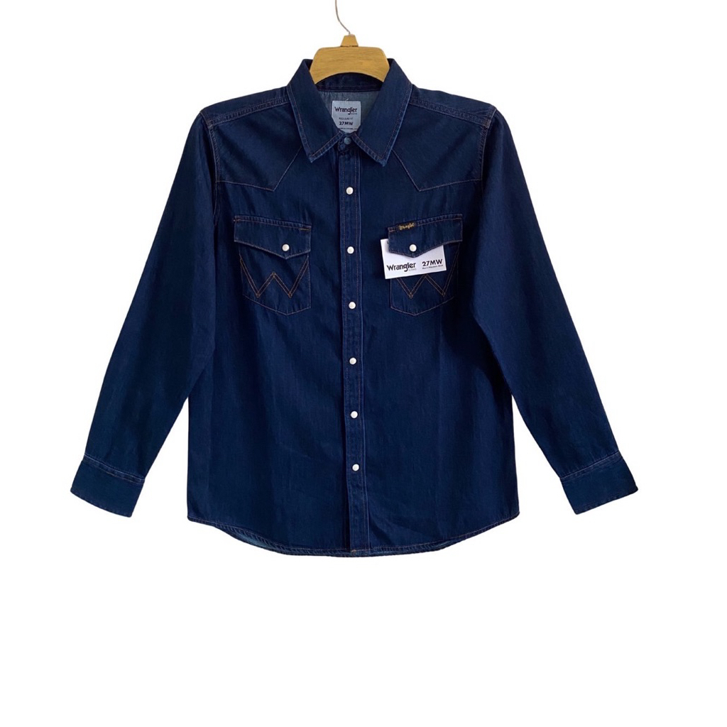 เชิ้ตยีนส์พร้อมส่ง✅ wrangler เสื้อเชิ้ตยีนส์ผู้ชาย ผ้าไม่ยืด ผ้านุ่มใส่สบาย ทรงregular ราคาป้าย 3590 บาท