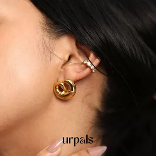 URPALS ต่างหู Ear cuff Stainless ชุบทอง 18K ฝังเพชร Diamond CZ ไม่ลอกไม่ดำ