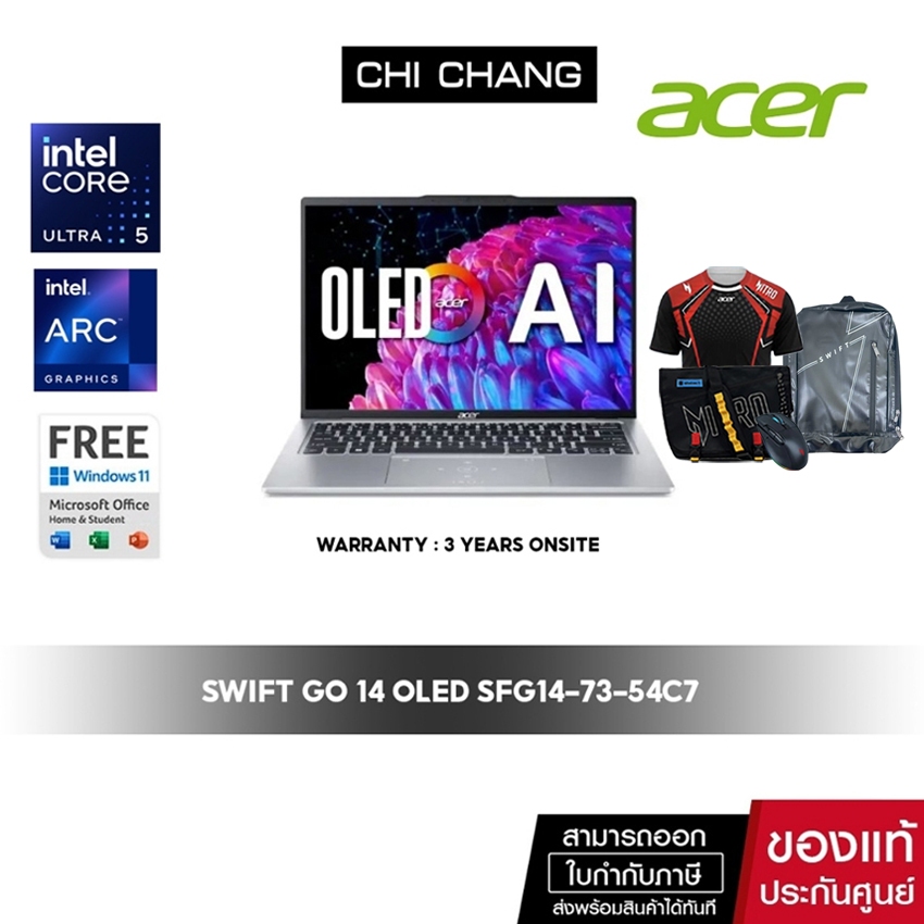 ACER NOTEBOOK SWIFT GO 14 OLED SFG14-73-54C7/Core Ultra 5 125H/RAM 16 GB/14 inch  2.8K OLED/
