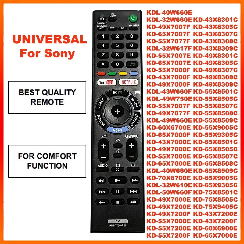 สําหรับ Universal Sony Bravia Android Remote RMT-TX300P RMT-TX300E RMT-TX300U KD-55X7000E RMF-TX200U