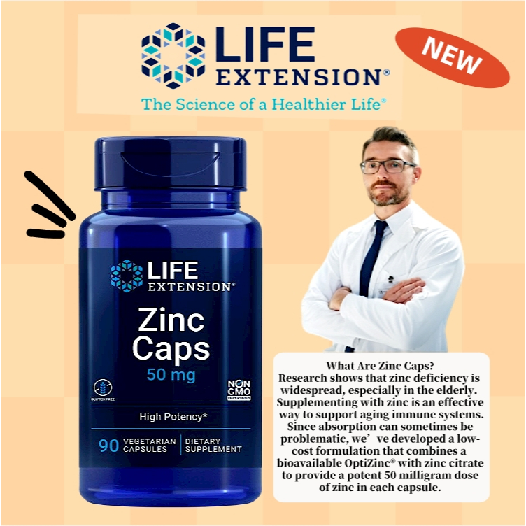 Life Extension Zinc Caps 50 mg / 90 Vegetarian capsules