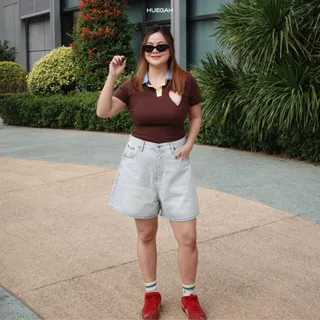 📍พร้อมส่ง📍HUEGAH Basic Shorts Blue/Light blue กางเกงยีนส์ขาสั้น