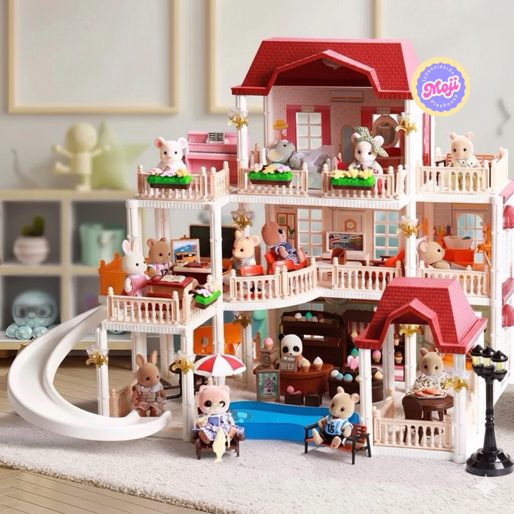 Doll.house บ้านตุ๊กตาหลังใหญ่วิลล่าสุดหรู3 ชั้นฟังก์ชั่นครบ  พร้อมสระว่ายน้ำส่วนตัว สไลด์เดอร์ เฟอร์นิเจอร์ครบชุด ราคา ถูกที่สุด ดีลบีเคเค แกลเลอรีภาพที่ 4