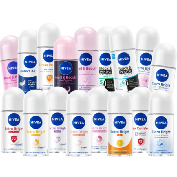 (แพค 4 ฟรี 1) นีเวียโรลออน ระงับกลิ่นกาย 25 มล.x5 ขวด Nivea