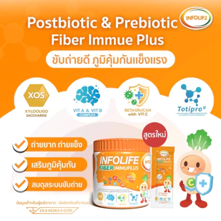 Infolife อินโฟว์ไลฟไฟเบอร์อิมมูพลัส+ไฟเบอร์แอลไลซีน+โพรไบโอติกส์+แคลเซียมใส สำหรับเด็กส่งฟรี