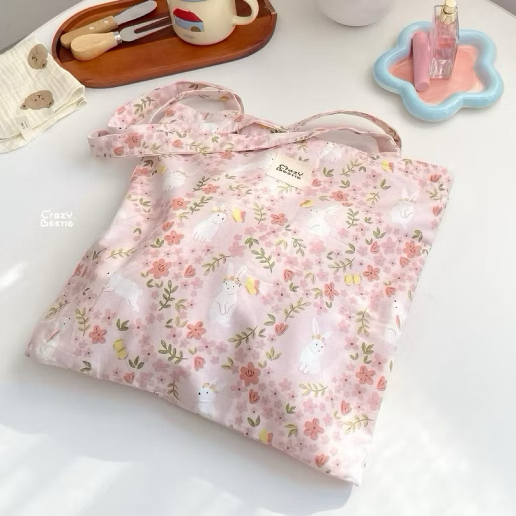 Crazy Bestie🍒กระเป๋าผ้าสะพายไหล่•มีซิป (CB18)