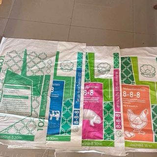 กระสอบใหม่คละลาย 30 กิโล (แพ็คละ 50 ใบ)(มือ1)ใหม่ คละแบบ กระสอบใหม่ระบายอากาศดี พิมพ์ลายด้านเดียว