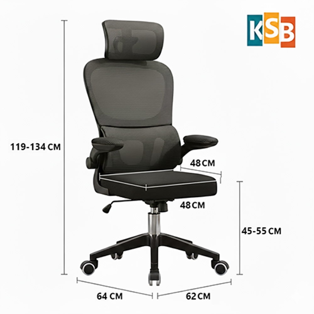 [ราคาพิเศษ] KSB เก้าอี้ทำงาน ใช้ในสำนักงาน เพื่อสุขภาพ พนักพิงสูง มีล้อ หมุนได้ รุ่น OC-01 - รูปที่ 5