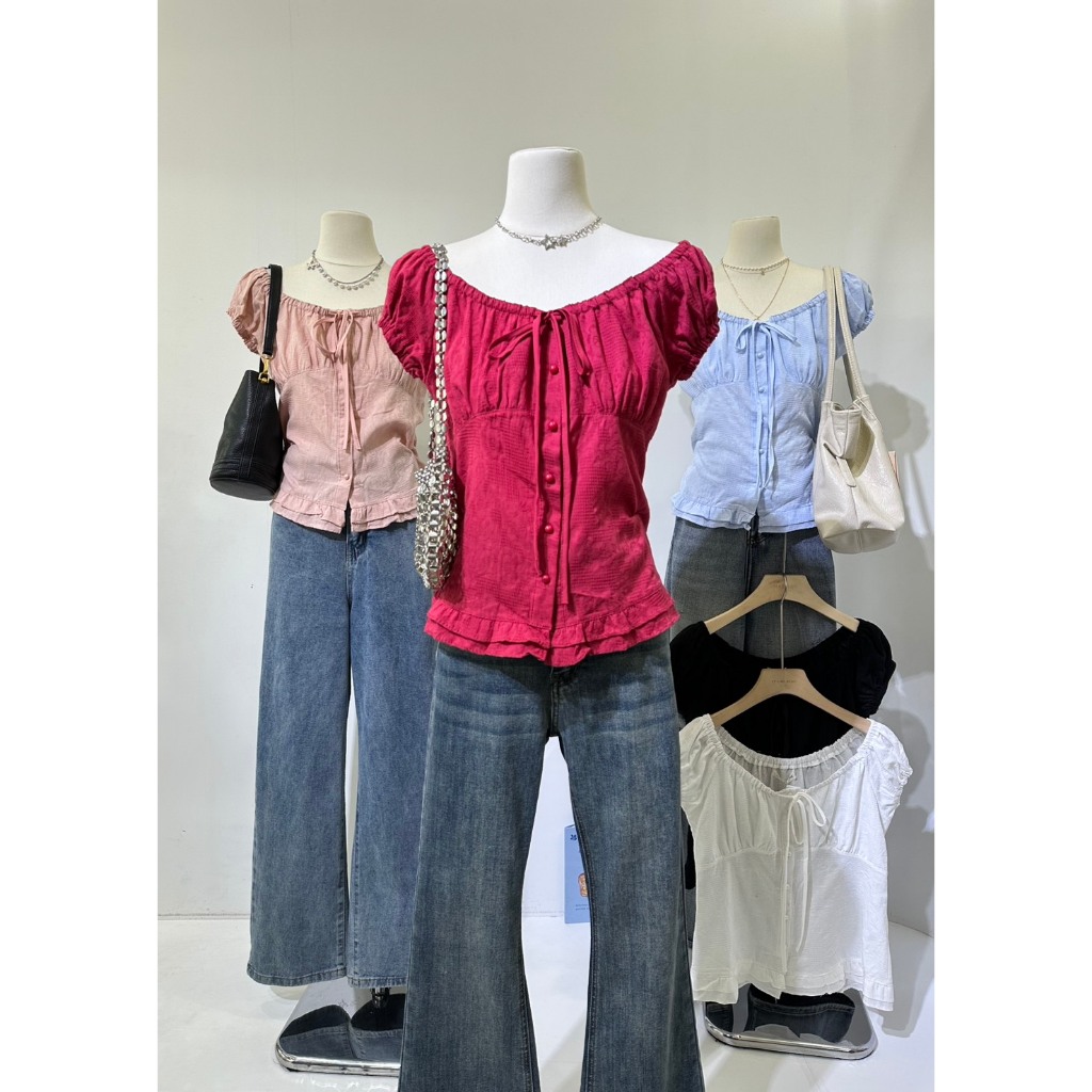 #ป้าย  M1759 เสื้อแขนตุ๊กตารุ่น ตัวนี้สไตล์เกาหลีหวานๆ ใส่ง่ายแมทช์กับยีนส์ก็ปัง