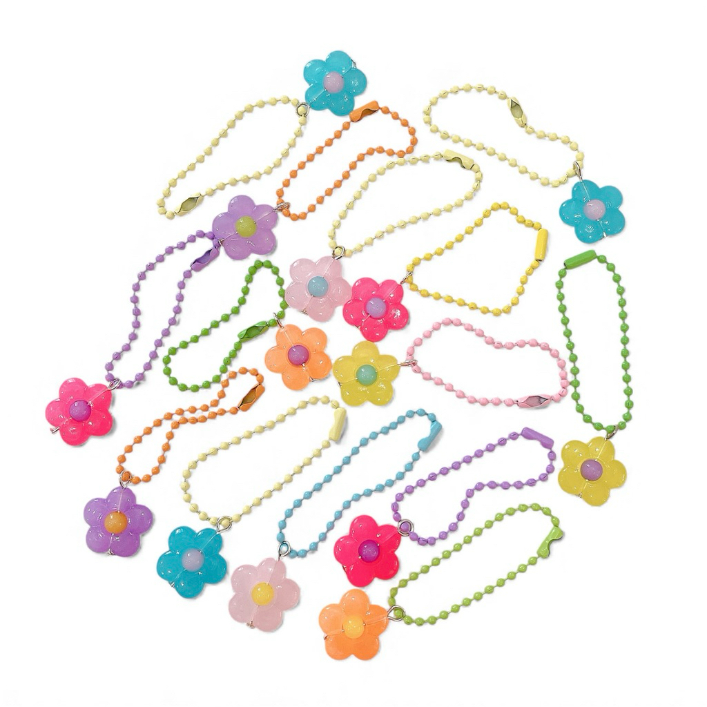 พวงกุญแจดอกไม้ พวงกุญแจเจลลี่   ลูกปัดดอกไม้ทะลุ โซ่ไข่ปลา