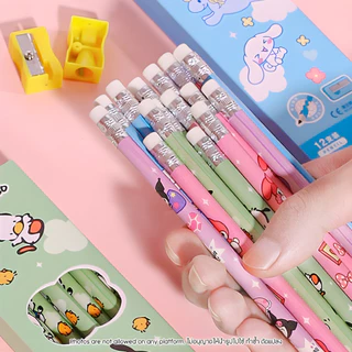 ชุดดินสอ 2B Pencil Sanrio | Kuromi คุโรมิ | Pochacco ปอมปอมปูริน | My Melody Cinnamoroll พร้อมยางลบ & กบเหลา 12 แท่ง