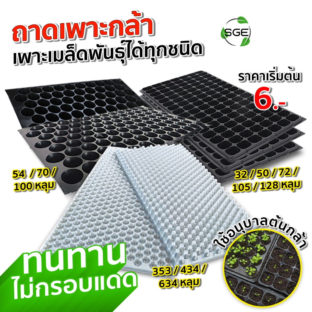 SGE ถาดเพาะกล้า ถาดเพาะชำ ถาดเพาะเมล็ด วัสดุ PET หนามาก ยืดหยุน ป้องกันรากเน่า ของแท้