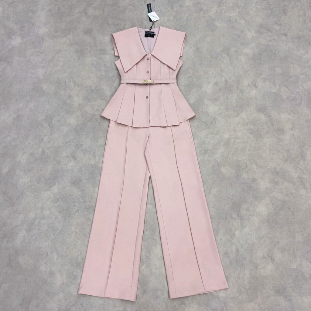 THE CLOSETA : LB587 ชุดเซ็ทเสื้อทรงคอปกใหญ่กระดุมหน้า พร้อมเข็มขัด กางเกงขายาวเข้าชุดผ้าสูท ราคา ถูกที่สุด ดีลบีเคเค แกลเลอรีภาพที่ 8