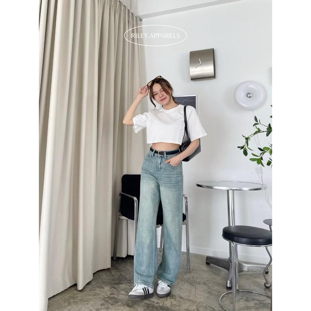 มือ2 กางเกงยีนส์ขากระบอกกลาง riley.apparels รุ่น seoul jeans สีเฟด