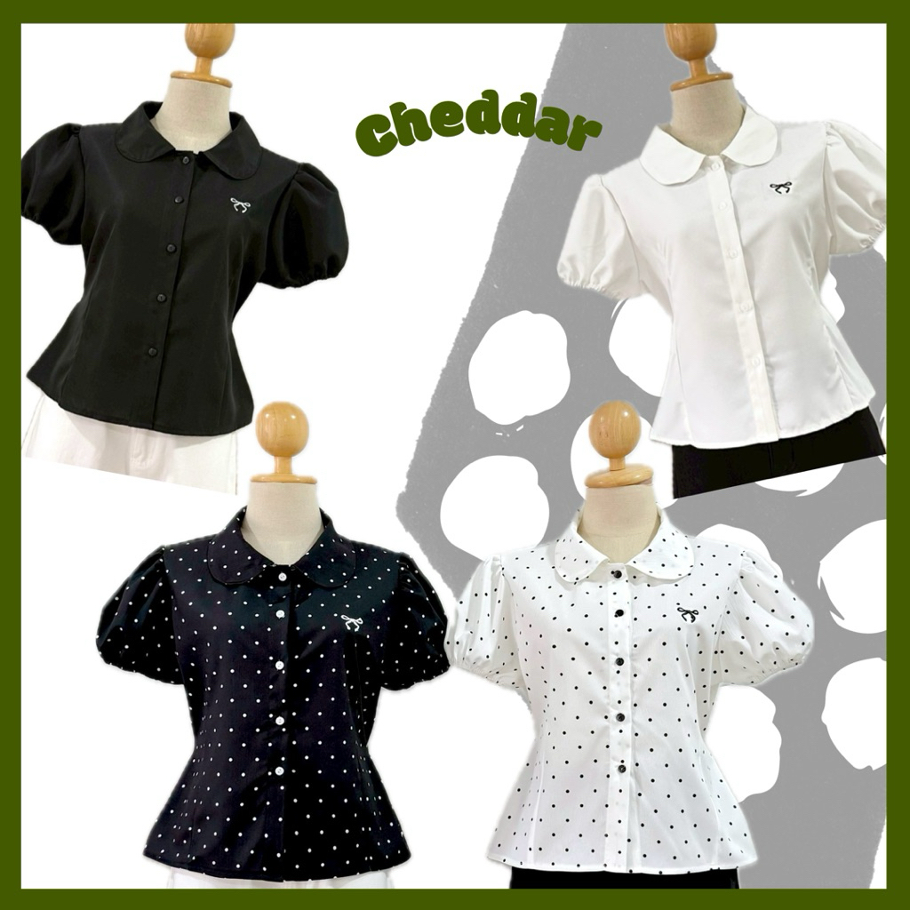 🫶•🪐 เสื้อเชิ้ตแขนสั้นคอปก มีเชือกผูกหลัง