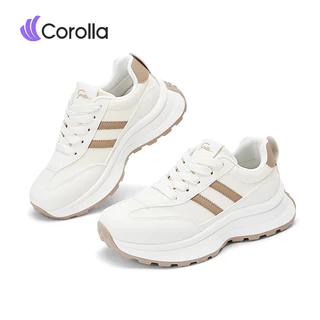 Corolla รองเท้าผ้าใบผู้หญิง ใส่ออกกำลังกายได้ วัสดุหนังพียู หนังนิ่มใส่สบาย กันลื่น ทรงเสริมส้น แนะนำเผื่อ 1 ไซส์