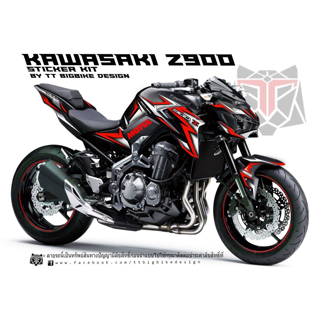 TT BIGBIKE DESIGN ชุดสติ๊กเกอร์แต่งลายรถ สำหรับ Z900 (2017-2019) ลาย TT FURIOUS LINE