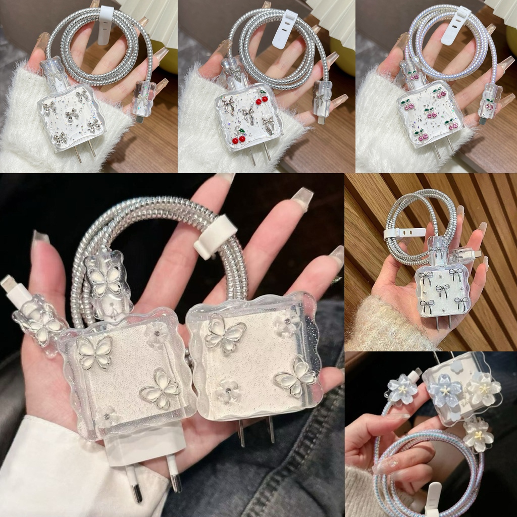 เคสซิลิโคน 3D น่ารัก ฝาครอบป้องกันตัวชาร์จ สําหรับเครื่องชาร์จแอปเปิ้ล 18/20w ที่ชาร์จ iphone เคสม้วนเก็บสายเคเบิล