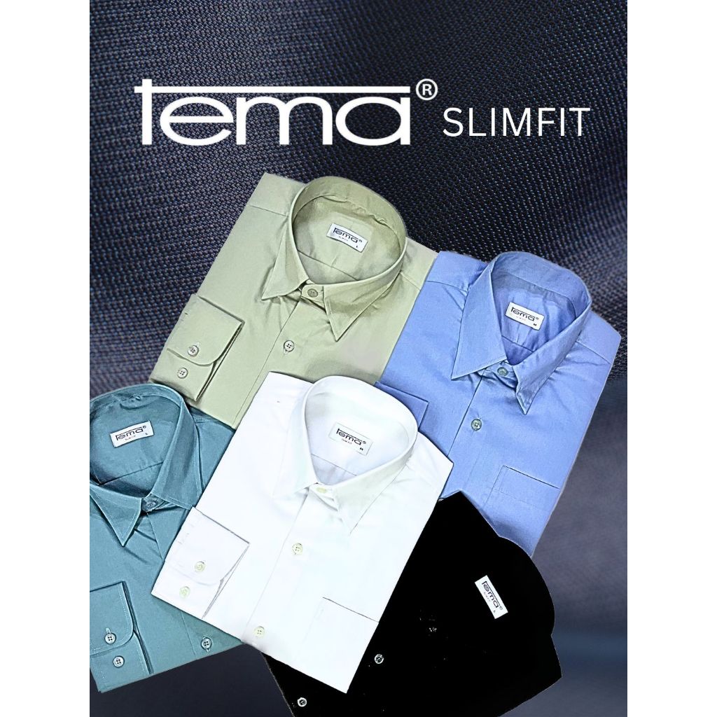 TEMA SF149 เสื้อเชิ๊ต Slimfit แขนยาว Cotton 100% ตะเข็บทนทาน เนื้อผ้าใส่สบาย