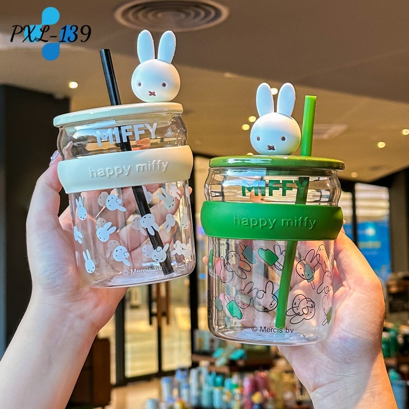แก้วมัค Miffy สุดน่ารักพร้อมฝาปิด สไตล์การ์ตูน เหมาะสำหรับใช้ในบ้าน แก้วหลอดนม แก้วอาหารเช้าทนความร้อนสูง เหมาะเป็นของขว