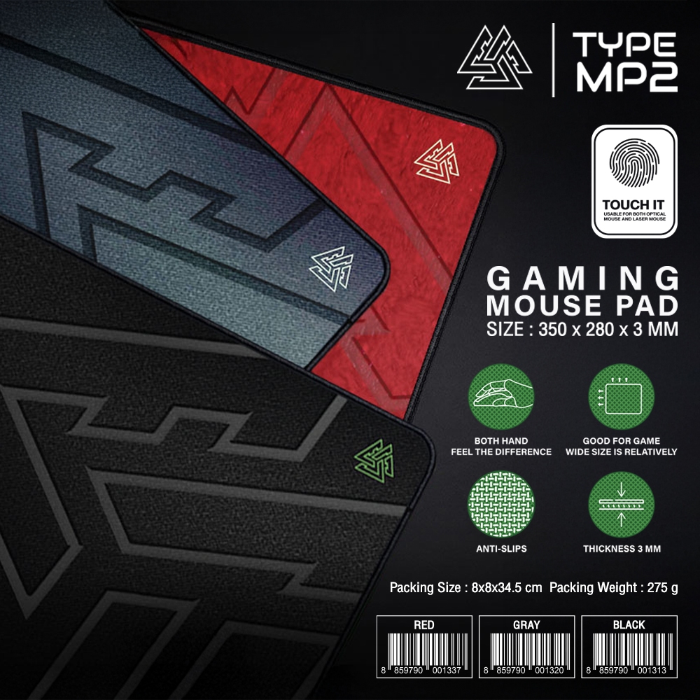 EGA MOUSEPAD MP2 (BLACK/GREY/RED) แผ่นรองเมาส์เกมส์มิ่ง EGA