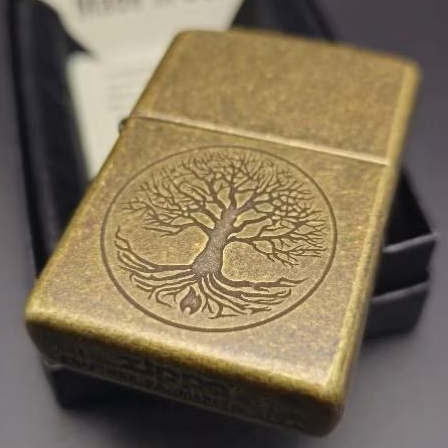 29149 Zippo Tree of Life Antique Brass ซิปโป้ สีทองเหลืองเก่า แกะลายต้นไม้ ..