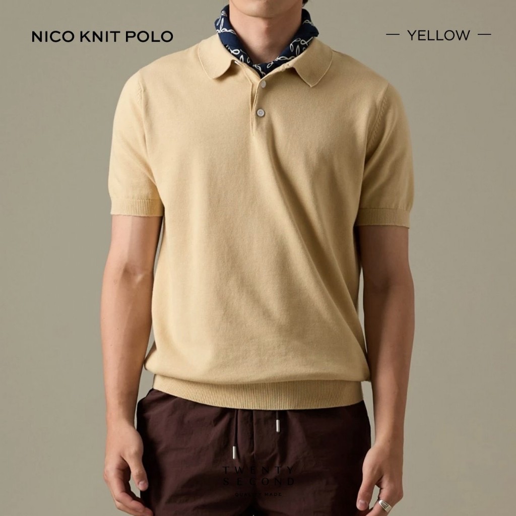TWENTYSECOND เสื้อโปโลแขนสั้น ผ้า Knit  รุ่น Nico Knit Polo - เหลือง / Yellow
