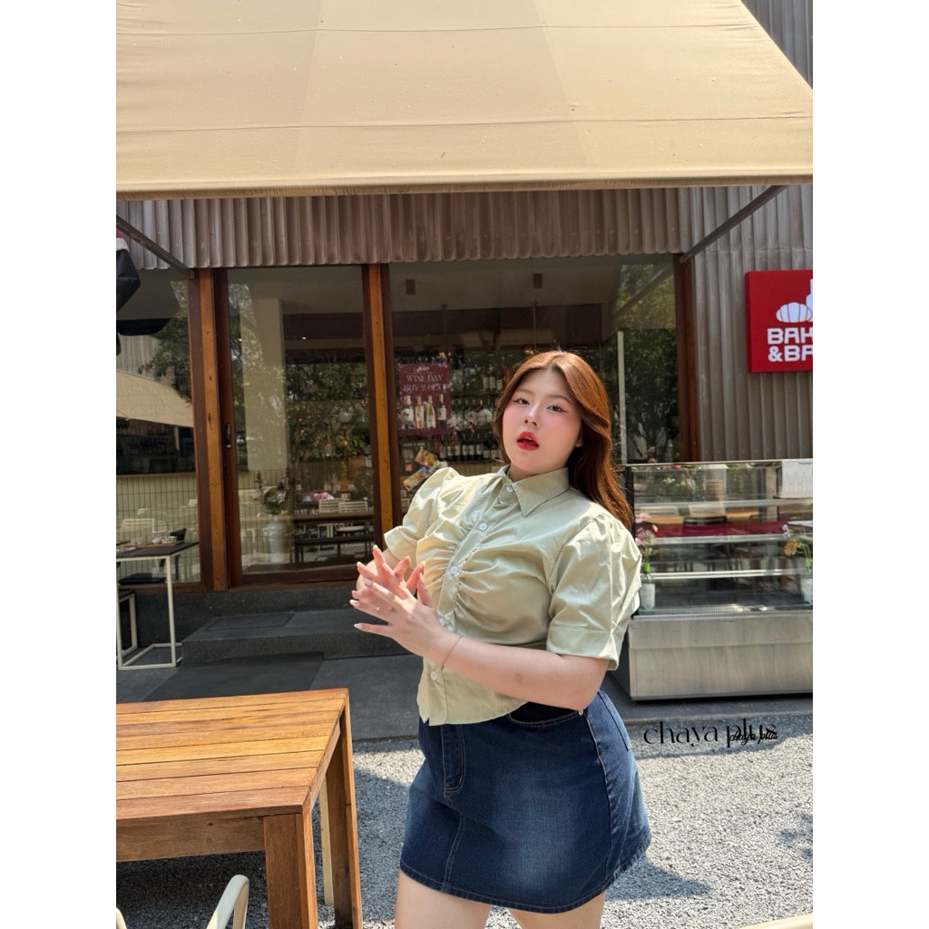 (ถูกสุด/ส่งด่วน!⚡️) A111(CY) เสื้อเชิ๊ตครอปคอปก แต่งจับจีบดีเทลที่อกทรงสวย ใส่ทำงานได้ สาวอวบไซส์ใหญ่ - รูปที่ 7