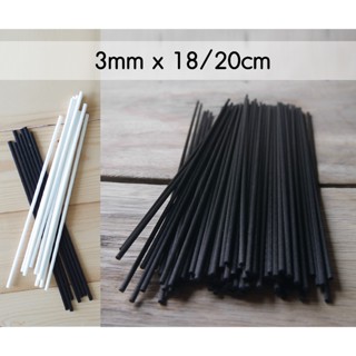 ก้านไฟเบอร์ดูดน้ำหอม 3mm ยาว 18cm 20cm 10/50 ก้าน สีดำ ขาว