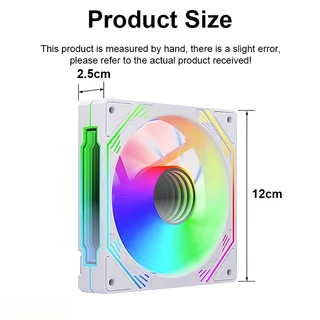 พัดลมคอม RGB/ARGB 12V พัดลมระบายความร้อน12 ซม. แสงสะท้อนสีสันสดใส Dual Ring RGB Cooling Fan