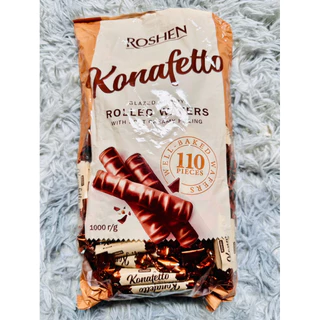 มาใหม่ !! Roshen Konafetto เวเฟอร์ม้วนกรอบเคลือบช็อกโกแลตสอดไส้ครีม นำเข้าจากยูเครน ขนาด1,000 กรัม มี110 ชิ้นคุ้มมากก!!