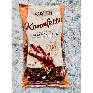 มาใหม่ !! Roshen Konafetto เวเฟอร์ม้วนกรอบเคลือบช็อกโกแลตสอดไส้ครีม นำเข้าจากยูเครน ขนาด1,000 กรัม มี110 ชิ้นคุ้มมากก!!