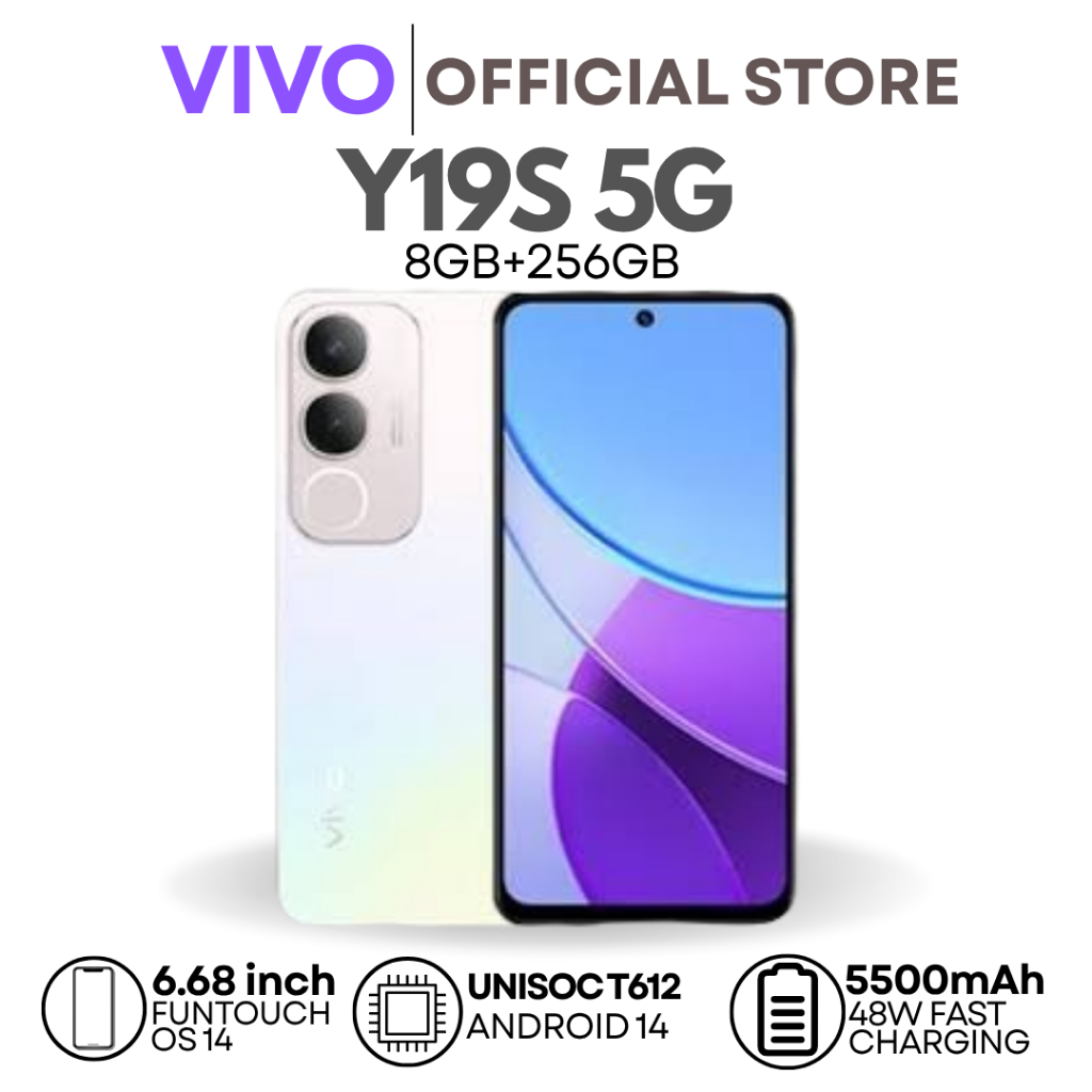 📱✨ vivo Y19s | หน้าจอใหญ่ 6.68” HD+ | แบตอึด 5500mAh 🔋 | RAM 8GB + ROM 256GB 🚀 | กล้องหลัง 50MP 📸